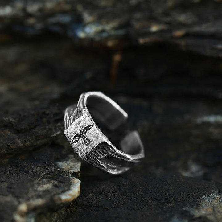 WorldNorse Handcrafted 999 Silver Raven Silhouette Antiqued Ring - image 2