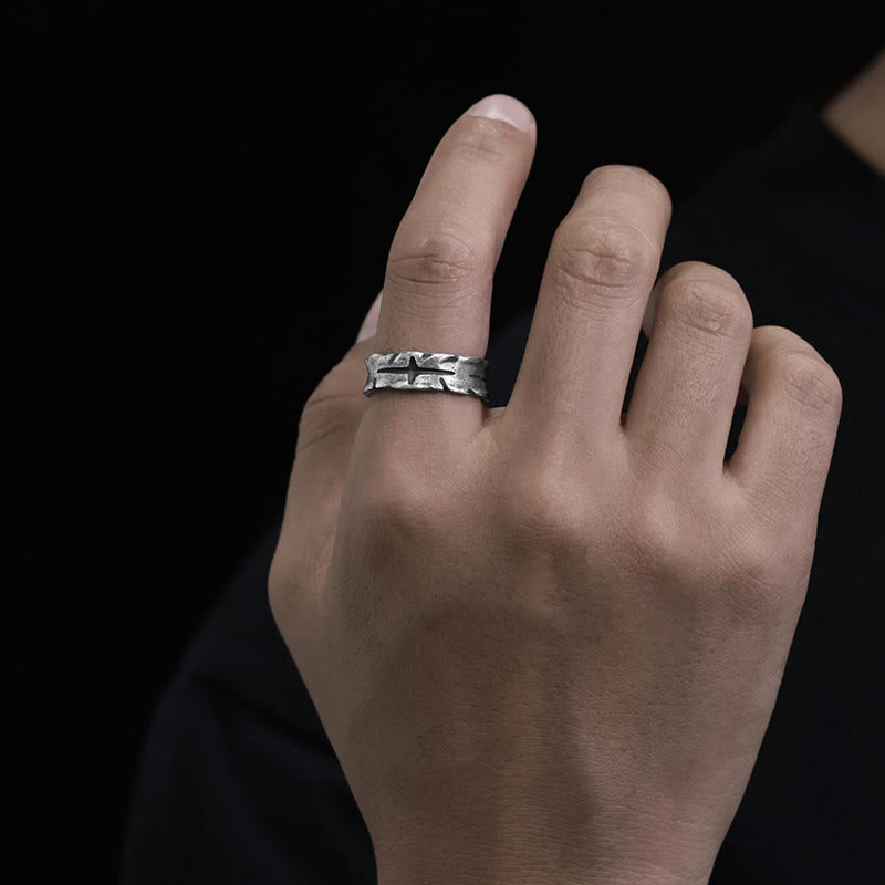 WorldNorse Handcrafted 999 Silver Textured Cross Slit Ring - image 5