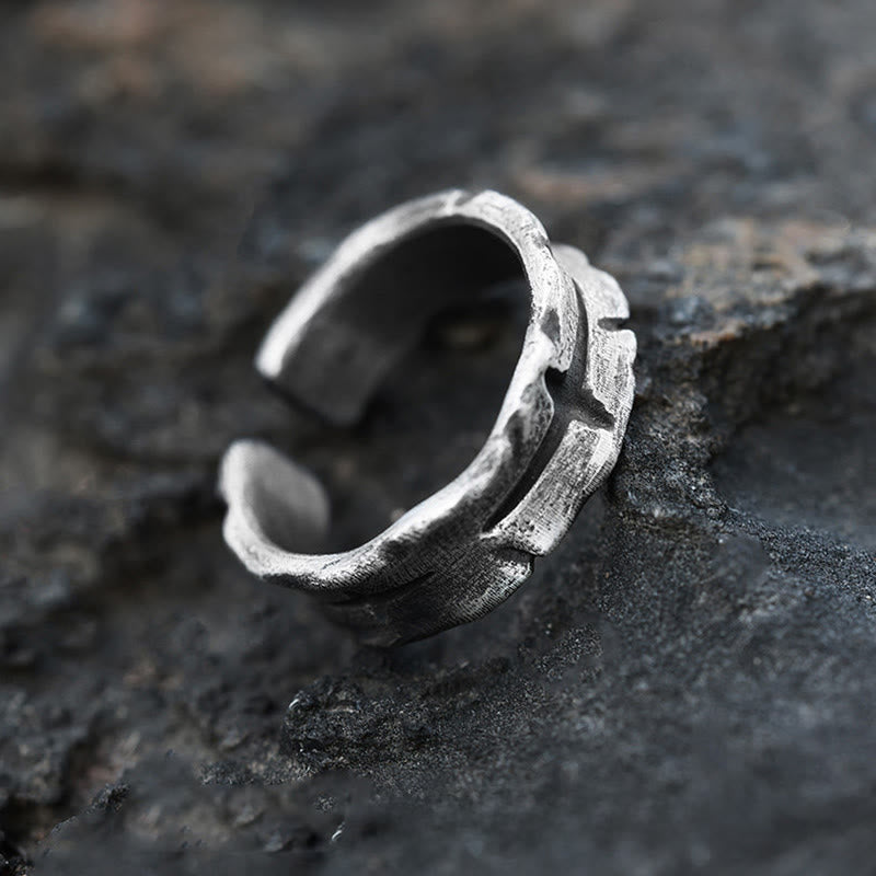 WorldNorse Handcrafted 999 Silver Textured Cross Slit Ring - image 3