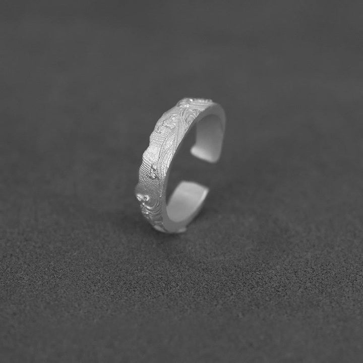 WorldNorse Handcrafted 999 Silver Mountain Wave Textured Ring - Retro Silver - image 4