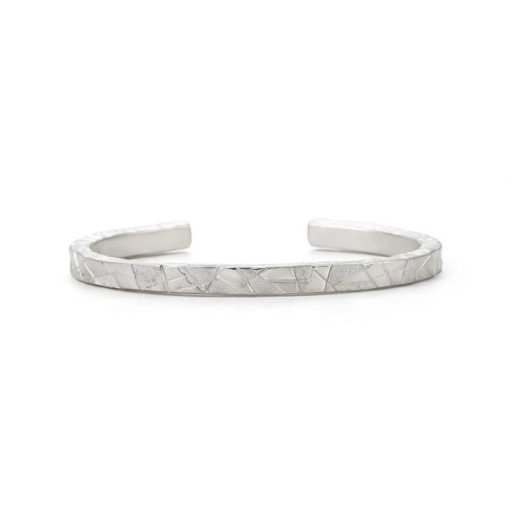 WorldNorse Handcrafted 999 Silver Geometric Textured Cuff Bracelet - 5 mm Width - Inner Circumference 19 cm - image 2