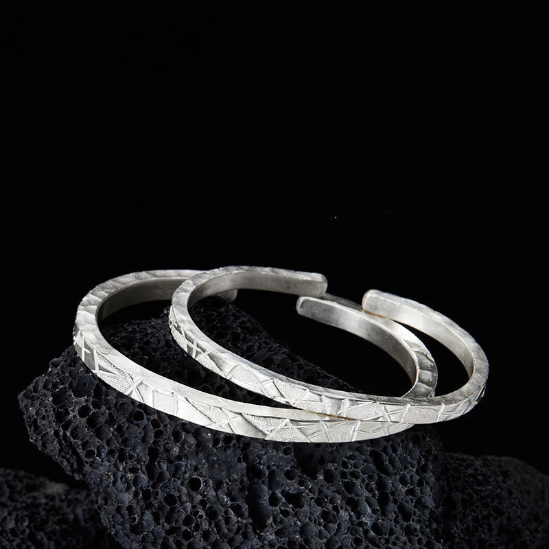 WorldNorse Handcrafted 999 Silver Geometric Textured Cuff Bracelet - image 0