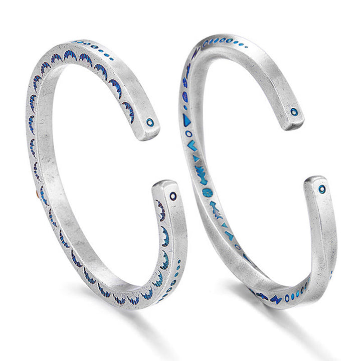 WorldNorse Handcrafted 999 Silver Enamel Rune Cuff Bracelet - image 7
