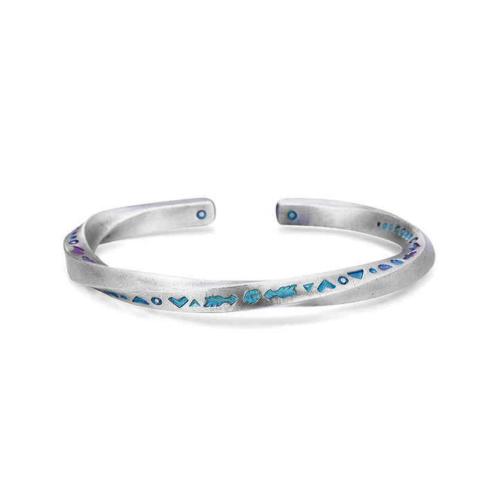 WorldNorse Handcrafted 999 Silver Enamel Rune Cuff Bracelet - Style#B - Inner Circumference 19 cm - image 3