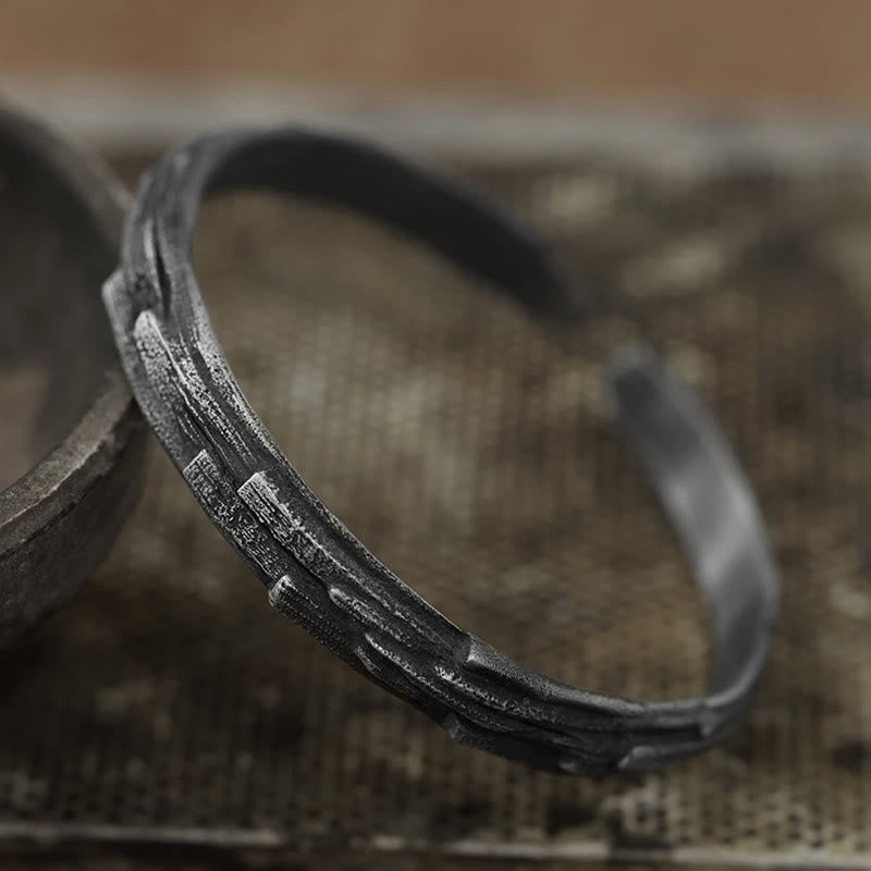 WorldNorse Handcrafted 999 Silver Viking Timber Texture Bracelet - image 3