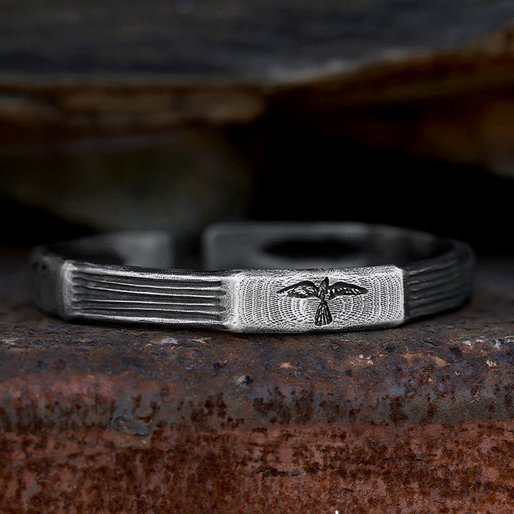 WorldNorse Handcrafted 999 Silver Viking Raven Emblem Linear Bracelet - image 2