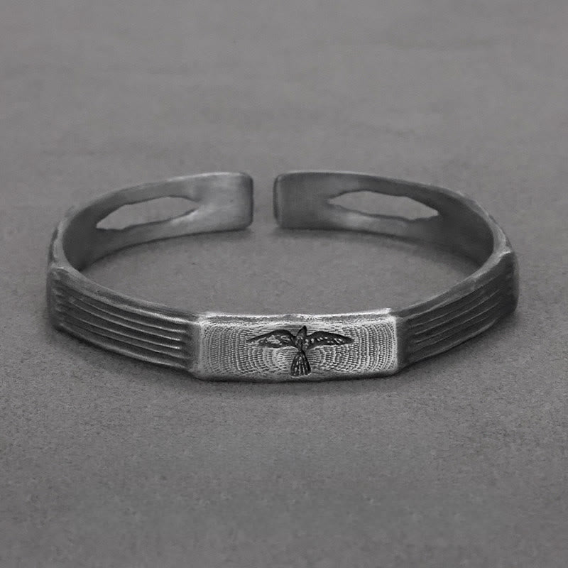 WorldNorse Handcrafted 999 Silver Viking Raven Emblem Linear Bracelet - image 4