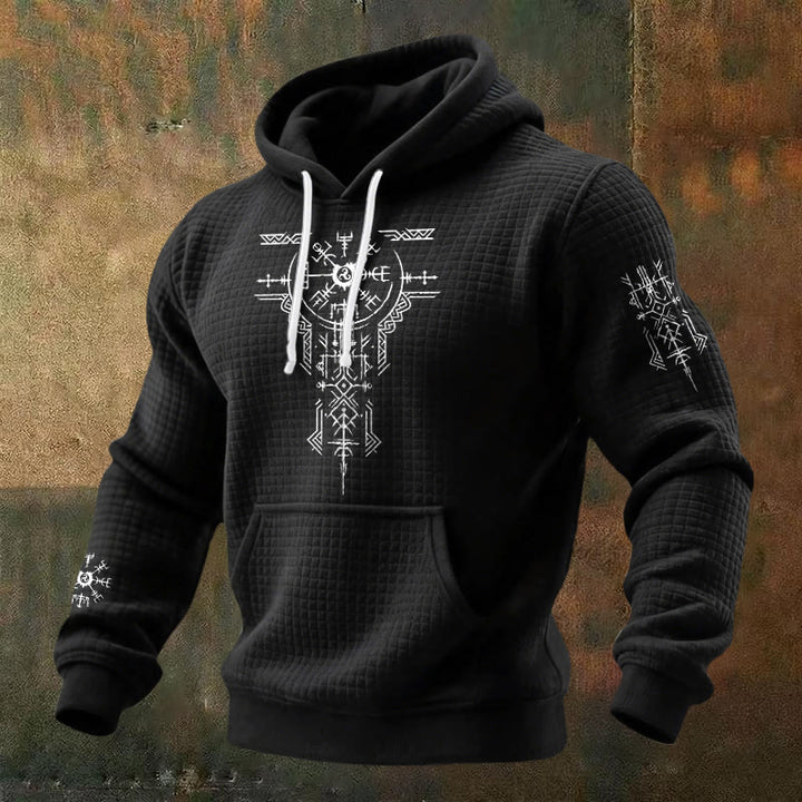 WorldNorse Norse Rune Compass Waffle Hoodie - Black - US/UK/AU48，EU58 (4XL) - image 0