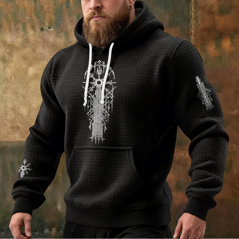 WorldNorse Viking Vegvisir Geometry Waffle Hoodie - image 1