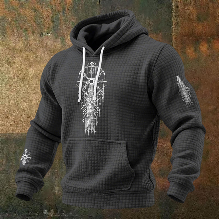 WorldNorse Viking Vegvisir Geometry Waffle Hoodie - Grey - US/UK/AU48，EU58 (4XL) - image 3