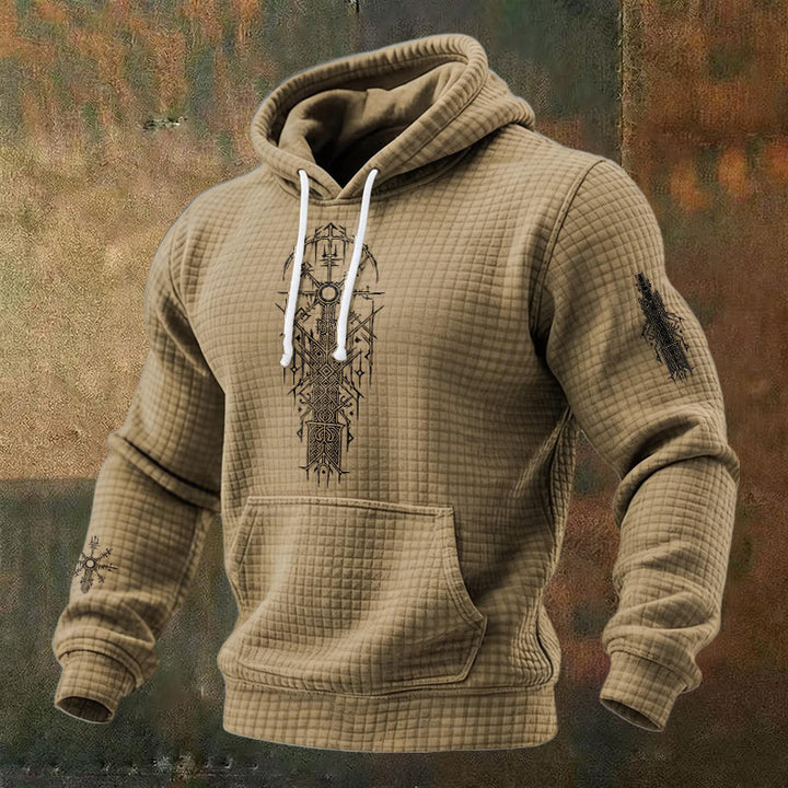 WorldNorse Viking Vegvisir Geometry Waffle Hoodie - Brown - US/UK/AU48，EU58 (4XL) - image 5