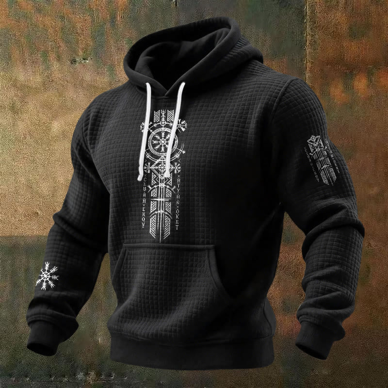 WorldNorse Viking Helm of Awe Staff Waffle Hoodie - Black - US/UK/AU48，EU58 (4XL) - image 0