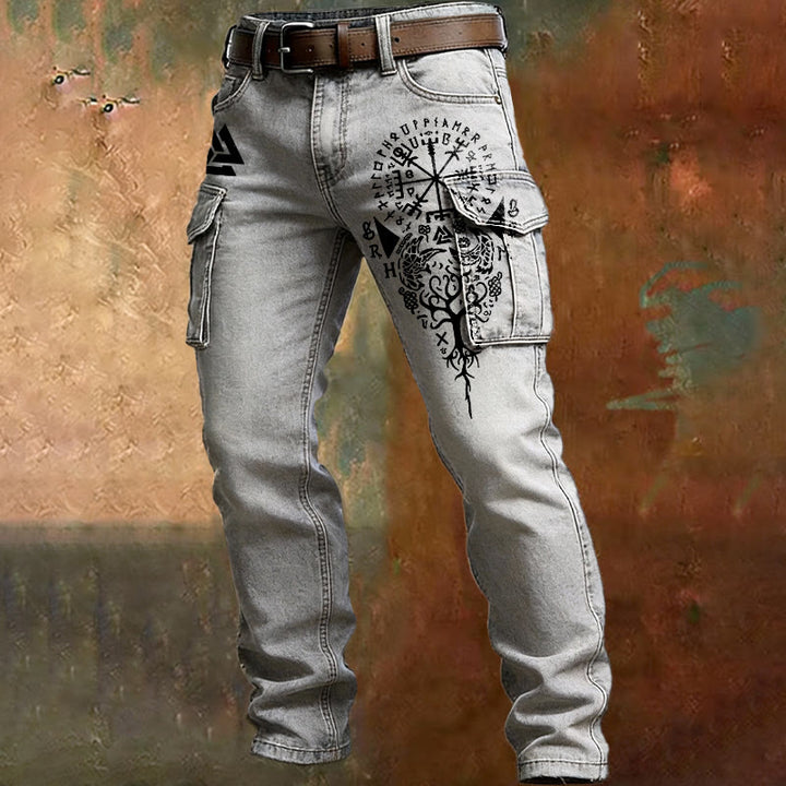 WorldNorse Viking Yggdrasil Rune Vegvisir Cargo Pants - White - US/UK/AU50，EU60 (5XL) - image 0