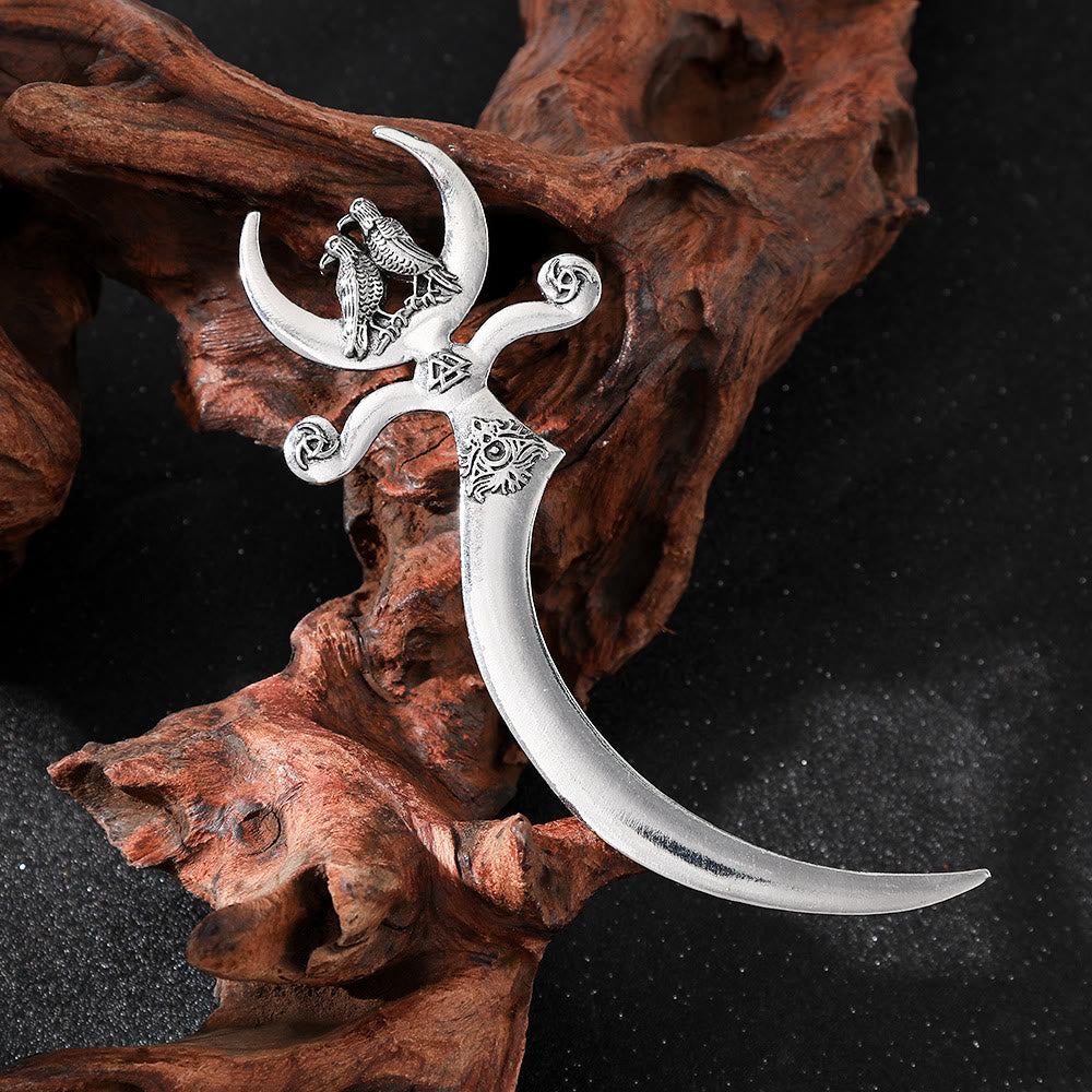 WorldNorse Viking Raven Crescent Scythe Hairpin - Raven - image 0