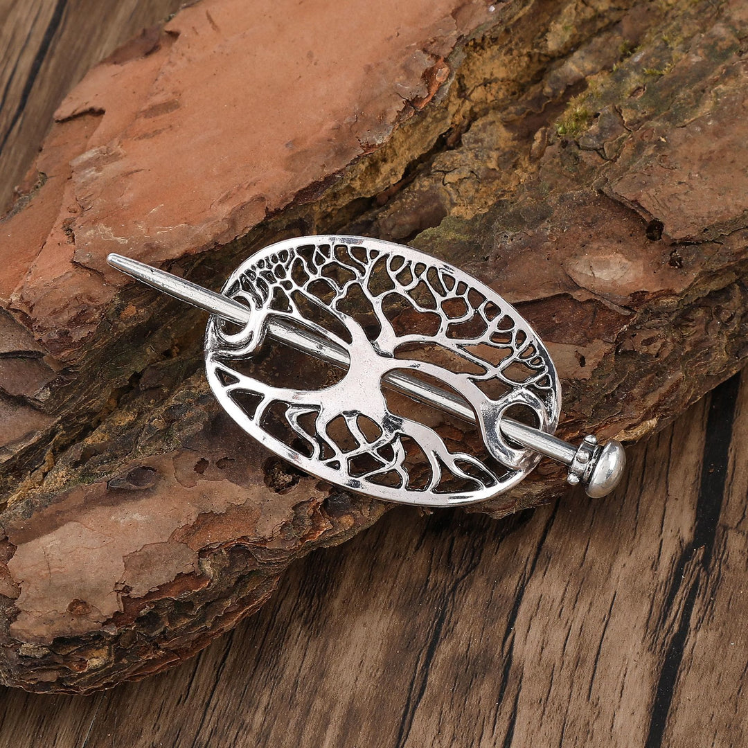 WorldNorse Rooted Yggdrasil Tree of Life Hairpin - Round - image 1