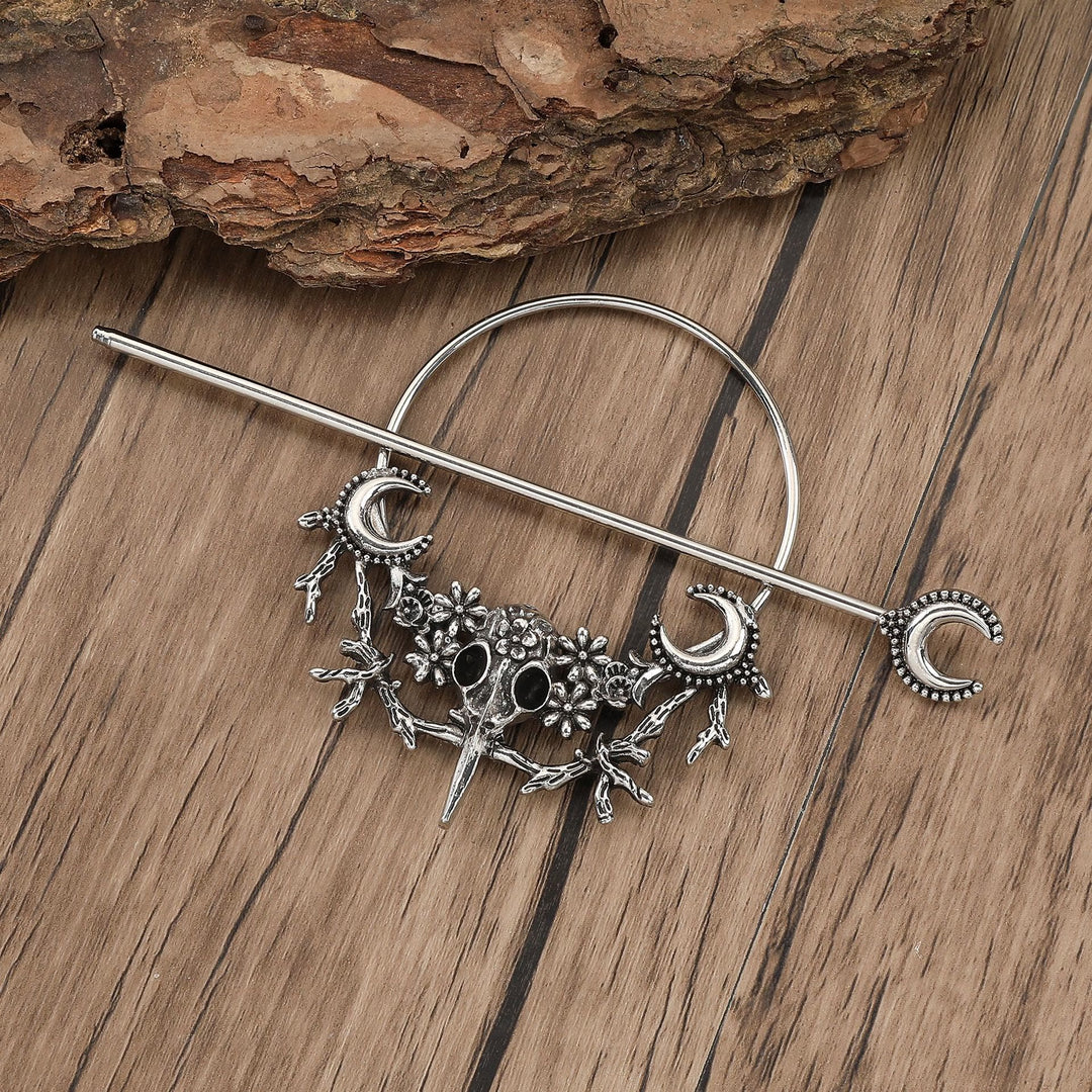 WorldNorse Nordic Raven Skull Moon Hairpin - image 2