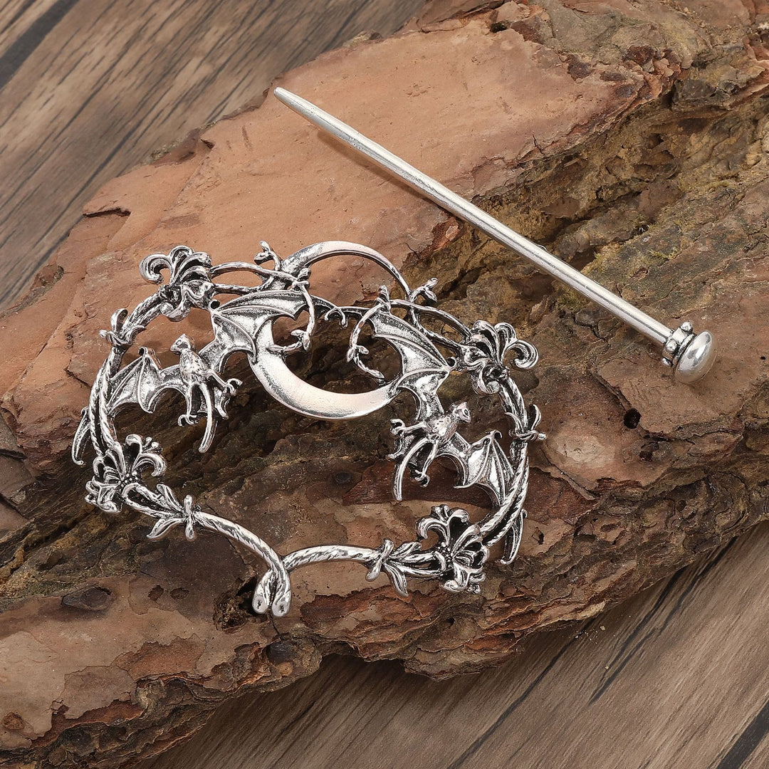 WorldNorse Norse Gothic Moon Bat Hairpin - Big Round - image 9