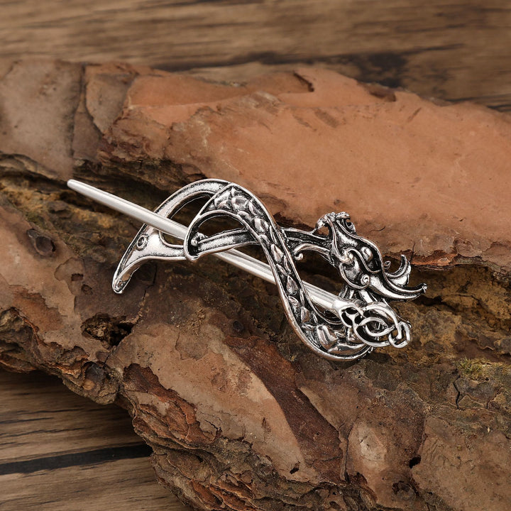 WorldNorse Viking Dragon Head Knot Hairpin - Flower - image 2