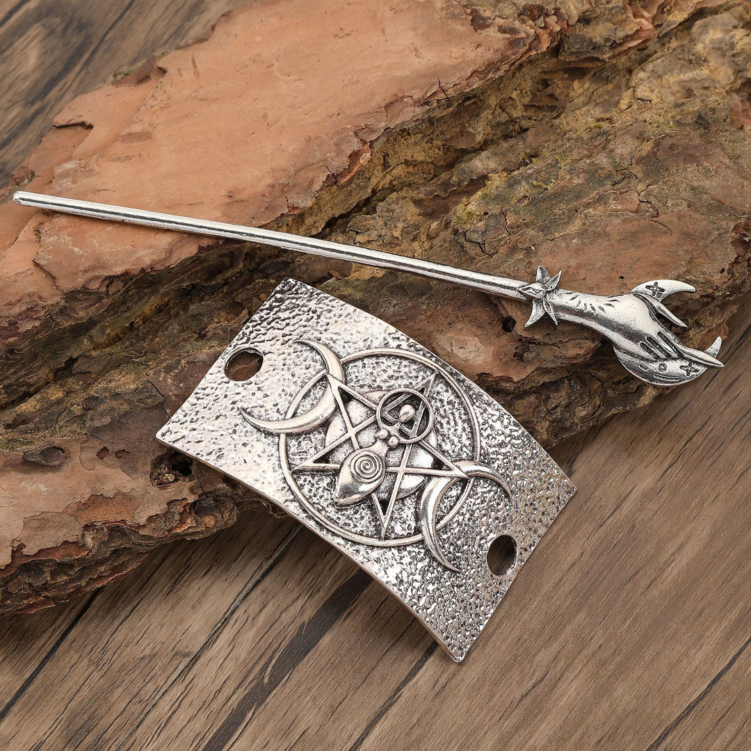 WorldNorse Stag Pentacle Crescent Goddess Hairpin - image 2