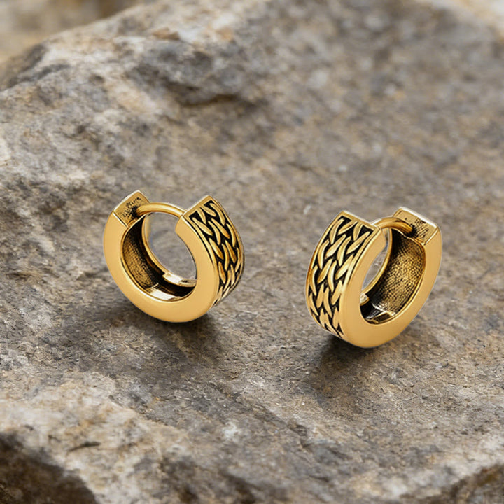 WorldNorse Celtic Braid Vintage Huggie Earrings - Retro Gold - image 4