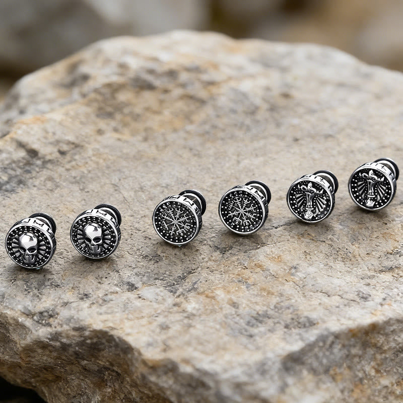 WorldNorse Viking Mjolnir Rune Antiqued Stud Earrings - image 6