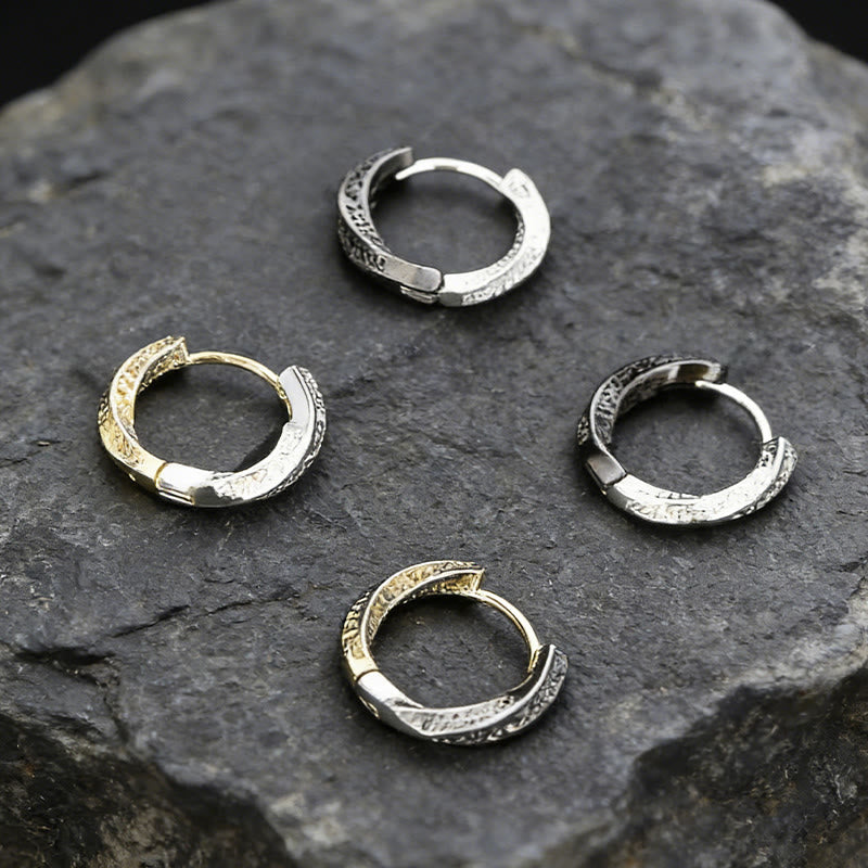 WorldNorse Viking Two Tone Engraved Hoop Earrings - image 7