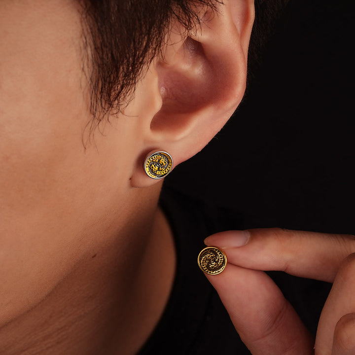 WorldNorse Wolf Carved Vintage Texture Earrings - image 6