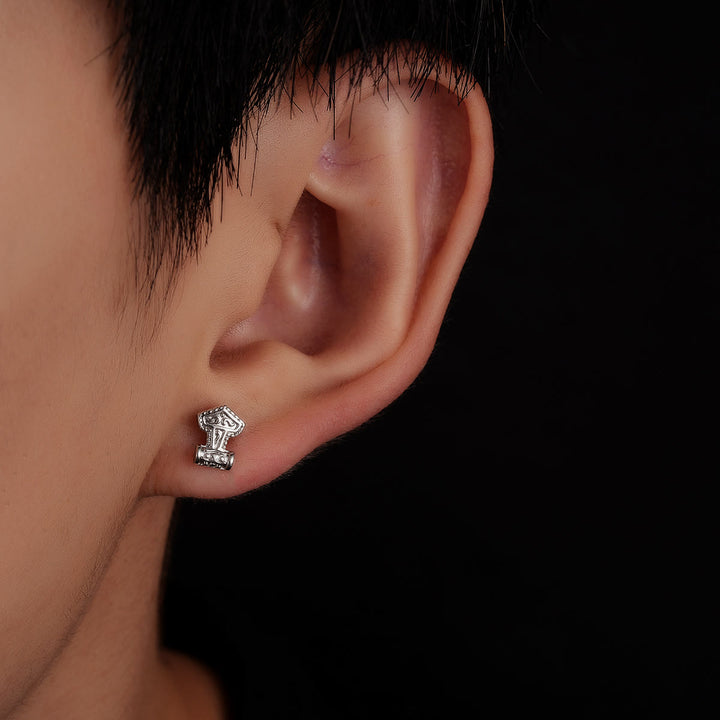 WorldNorse Mjolnir Carved Vintage Stud Earrings - image 5