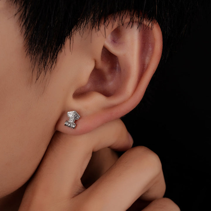 WorldNorse Mjolnir Carved Vintage Stud Earrings - image 6