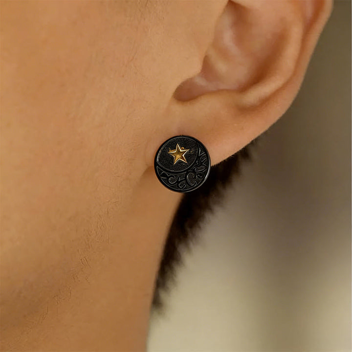 WorldNorse Sun Moon Star Carved Vintage Earrings - image 6