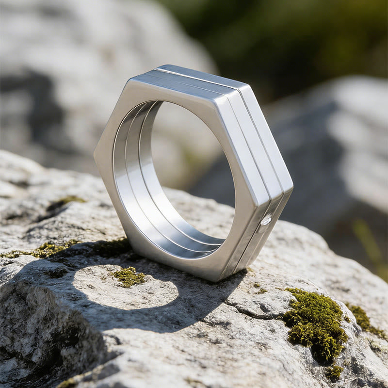 WorldNorse Minimalist Hexagon Band Ring - Sliver - AU Size Z+1（US 14） - image 10