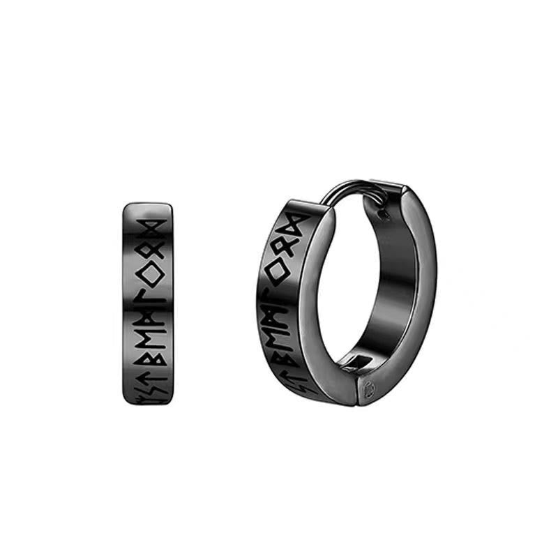 WorldNorse Norse Rune Carved Hoop Earrings - image 1