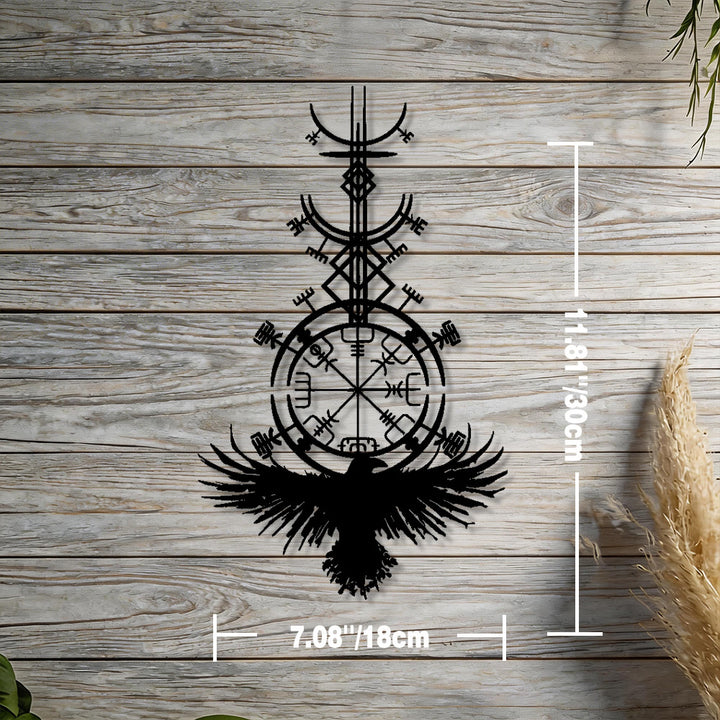 WorldNorse Vegvisir Raven Metal Wall Decor - Black - 11.81''*7.08''/30*18cm - image 2