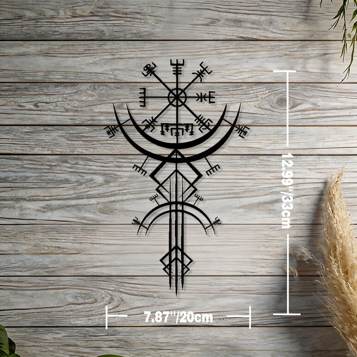 WorldNorse Vegvisir Compass Spear Metal Wall Decor - Black - 7.87''*12.99''/20*33cm - image 2