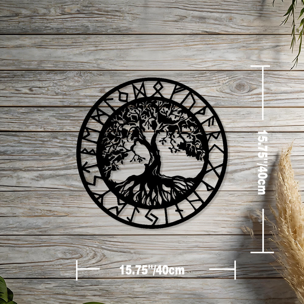 WorldNorse Tree of Life Rune Frame Metal Wall Decor - Black - 15.75''*15.75''/40*40cm - image 2