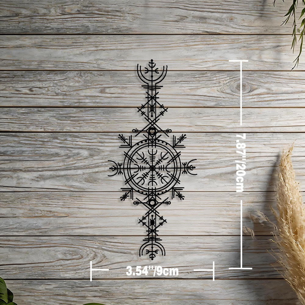 WorldNorse Vegvisir Helm of Awe Metal Wall Decor - Black - 3.54''*7.87''/9*20cm - image 1