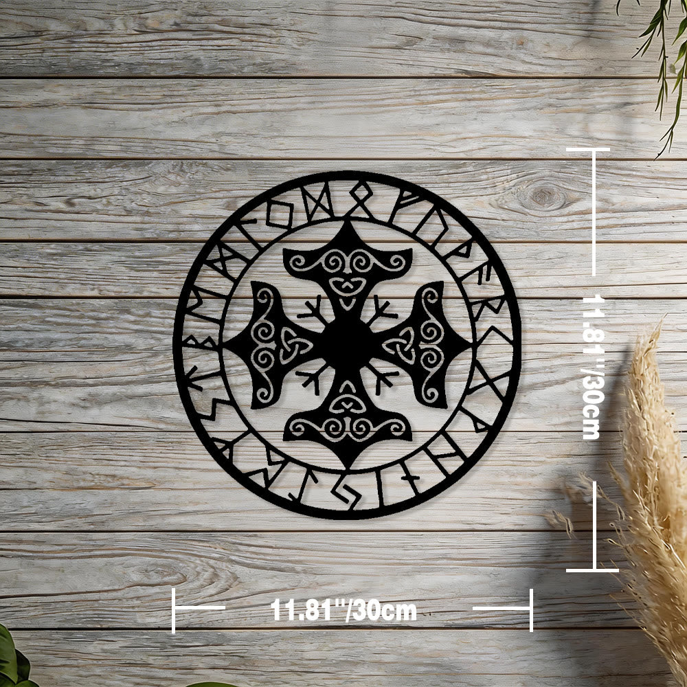 WorldNorse Triquetra Knot Cross Rune Circle Metal Wall Decor - Black - 11.81''*11.81''/30*30cm - image 1