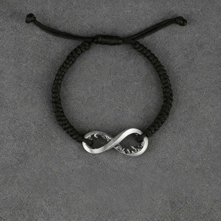WorldNorse Handcrafted 999 Silver Infinity Knot Bracelet - Silver - Black Rope - image 9