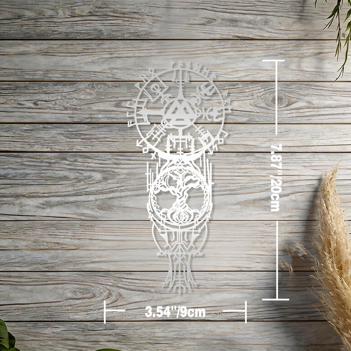 WorldNorse Vegvisir Valknut Yggdrasil Totem Metal Wall Decor - Silver - 7.87''*3.54''/20*9cm - image 12