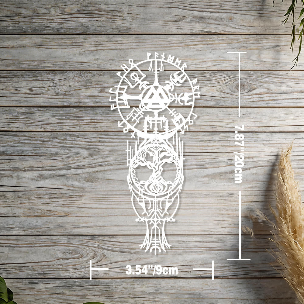 WorldNorse Vegvisir Valknut Yggdrasil Totem Metal Wall Decor - White - 7.87''*3.54''/20*9cm - image 16