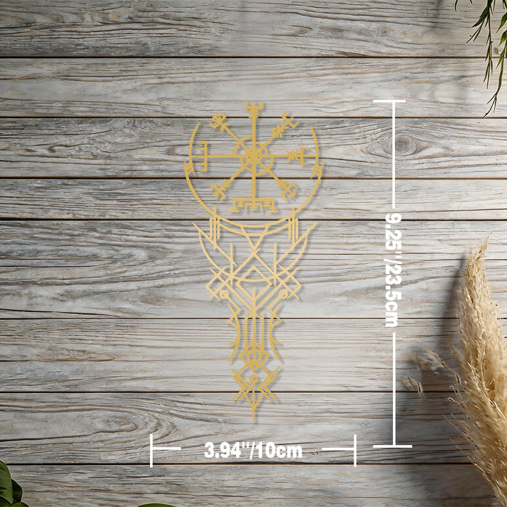WorldNorse Viking Vegvisir Compass Totem Metal Wall Decor - Gold - 3.94''*9.25''/10*23.5cm - image 8