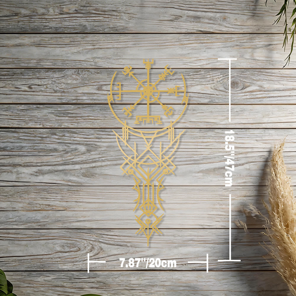 WorldNorse Viking Vegvisir Compass Totem Metal Wall Decor - Gold - 7.87''*18.5''/20*47cm - image 9