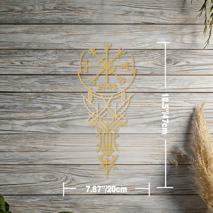 WorldNorse Viking Vegvisir Compass Totem Metal Wall Decor - Gold - 7.87''*18.5''/20*47cm - image 9