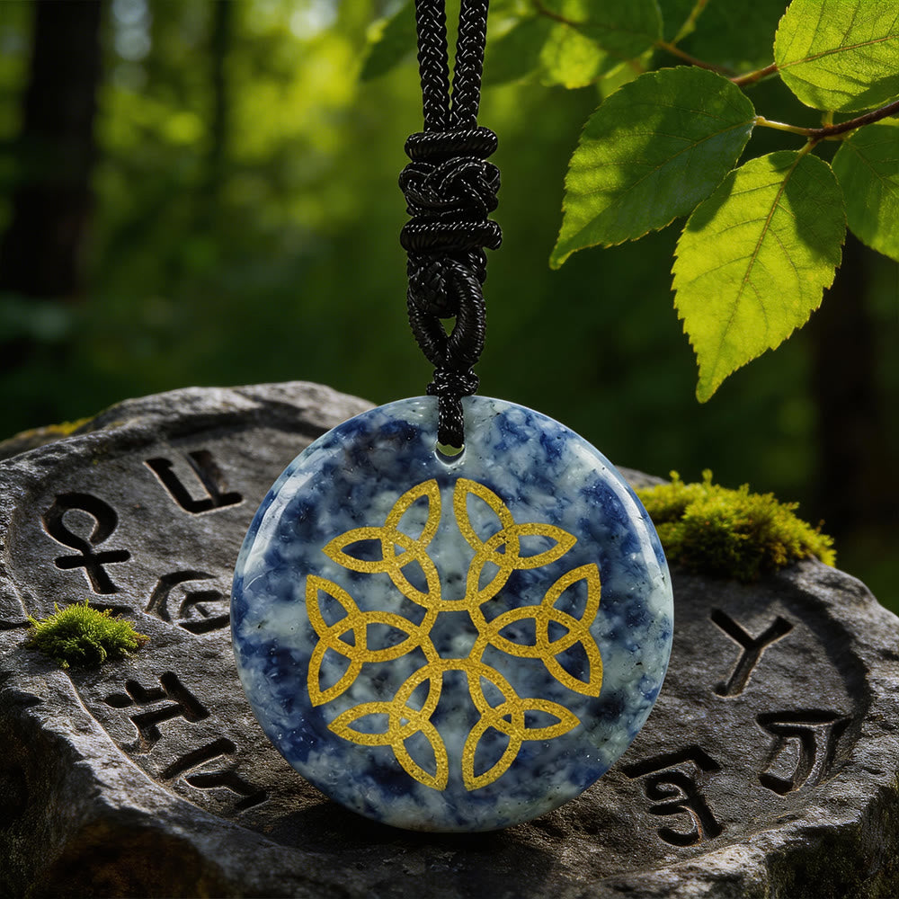 WorldNorse Triquetra Flower Knot Crystal Necklace - Blue Spot Jasper - image 11