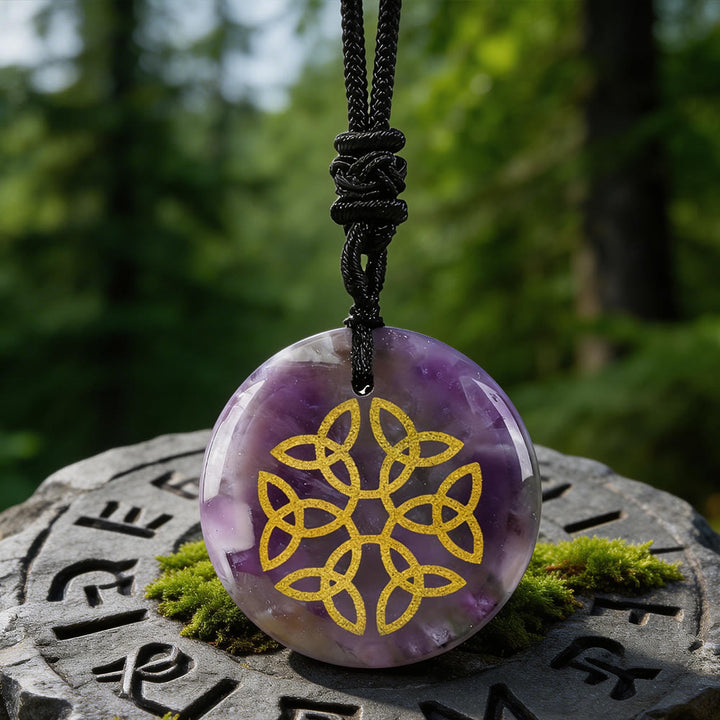 WorldNorse Triquetra Flower Knot Crystal Necklace - Amethyst - image 7