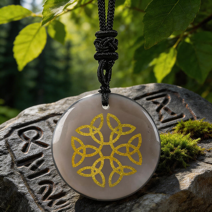 WorldNorse Triquetra Flower Knot Crystal Necklace - Clear Agate - image 10