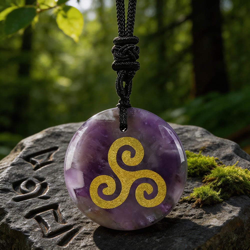 WorldNorse Triskelion Spiral Knot Crystal Necklace - Amethyst - image 7
