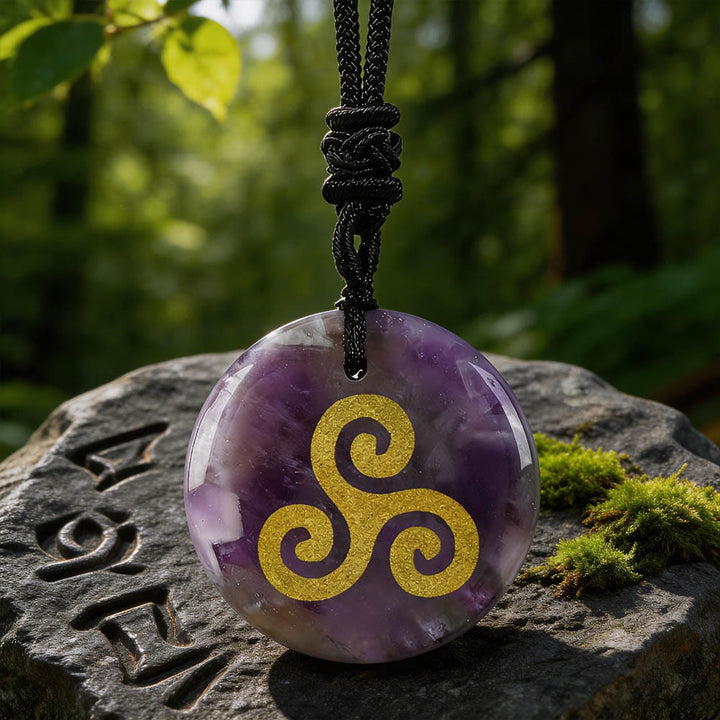 WorldNorse Triskelion Spiral Knot Crystal Necklace - Amethyst - image 7