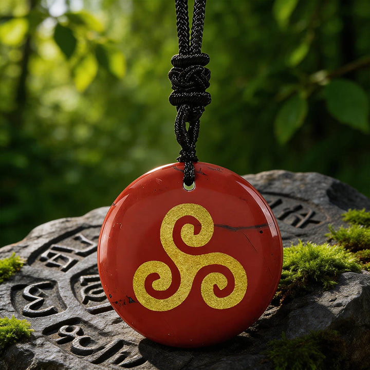 WorldNorse Triskelion Spiral Knot Crystal Necklace - Red Jasper - image 5