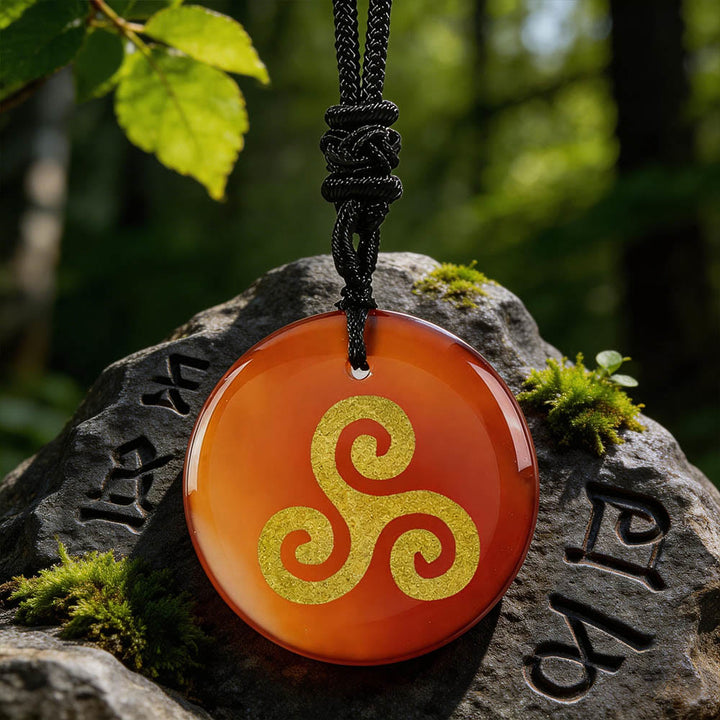WorldNorse Triskelion Spiral Knot Crystal Necklace - Red Agate - image 8
